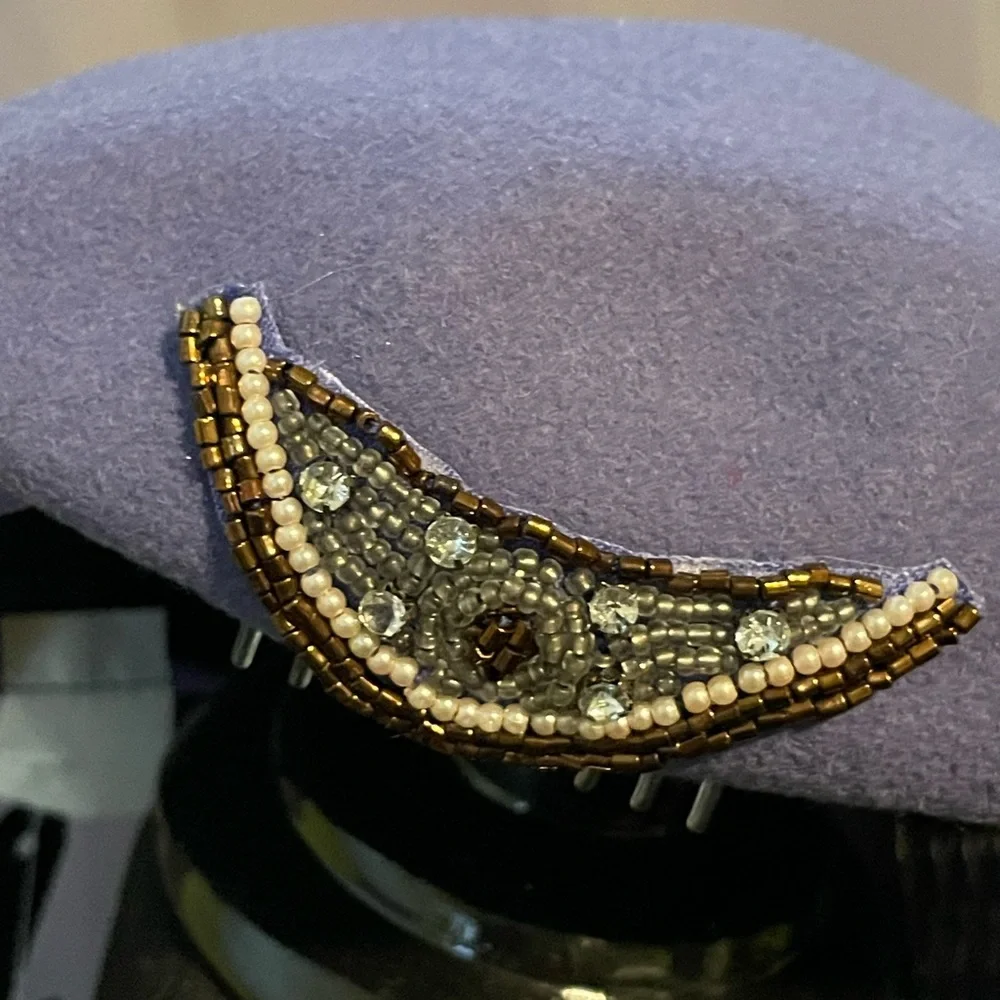 ⏰ NWT Vintage Beaded Wool Beret in Lilac/Lavender Purple - Urban Outfitters - Picture 5 of 5